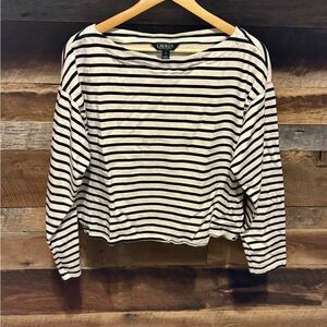 Lauren Ralph Lauren Black and White Striped Long Sleeve Top